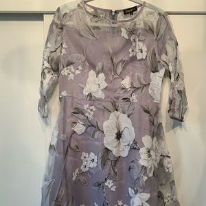 Sheer grey floral dress with built in lining